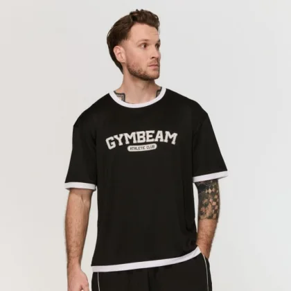 GymBeam Tričko Oversized Varsity Black XL