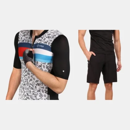 KILPI RIVAL-M Černý cyklistický dres + KILPI HIXON-M Černé cyklistické kraťasy