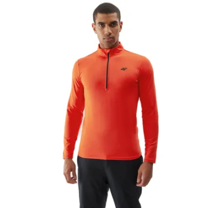 Pánská zateplená lyžařská mikina s 1 2 zipem 4F BRUSHED UNDERWEAR-AW23UBRUM035-62S-RED
