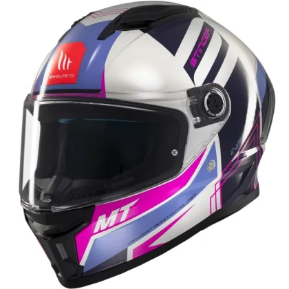 MT Helmets Stinger 2 Tron šedo-fialovo-růžová
