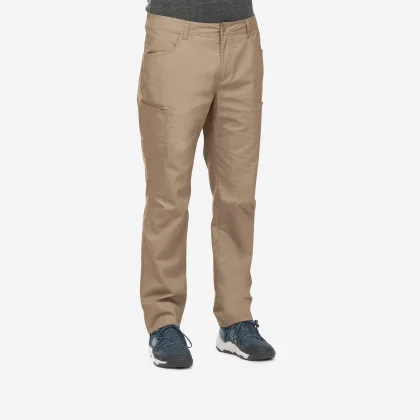 QUECHUA Pánske turistické nohavice NH500 Regular béžové L (L33)