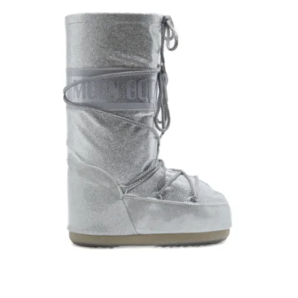 Dámske vysoké zimné topánky MOON BOOT MB ICON GLITTER-H001 SILVER