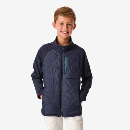 DECATHLON Detská hybridná bunda modro-zelená 8-9 r (131-140 cm)