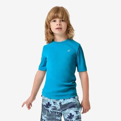 DECATHLON Detské tričko proti UV žiareniu s krátkym rukávom modré 10-11 r (141-150 cm)