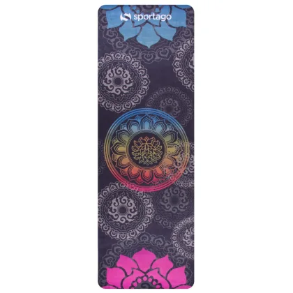 Designová TPE podložka na jógu Sportago s mikrovláknem 183x61 cm - šedá - 4 mm
