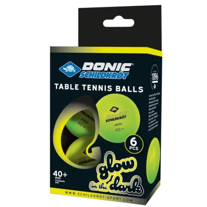 Míčky na stolní tenis SCHILDKROT Glow in the Dark Poly 40+ 6ks