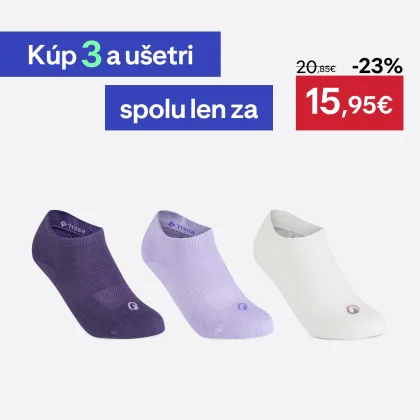 DECATHLON Nízke tenisové ponožky RS160 3 páry sivé/fialové/čierne 43-46