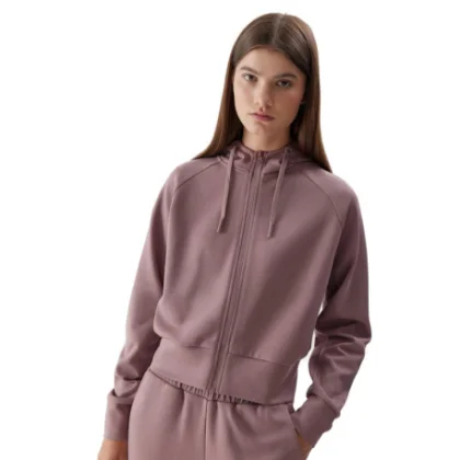 Dámska mikina so zipsom 4F SWEATSHIRT-AW23TSWSF0766-83S-BEIGE