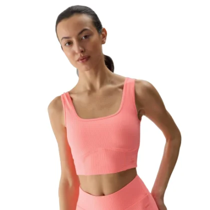 Dámska tréningová športová podprsenka 4F SLEEVELESS-WSS24TSLEF072-63N-CORAL NEON