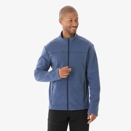 QUECHUA Pánska fleecová turistická mikina MH100 modrá 3XL