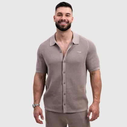 Pánska pletená košeľa Iron Aesthetics Vibe, béžová
