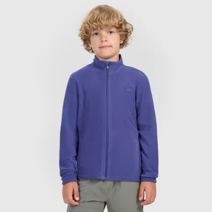 Chlapčenský fleece slim s golierom - modrý