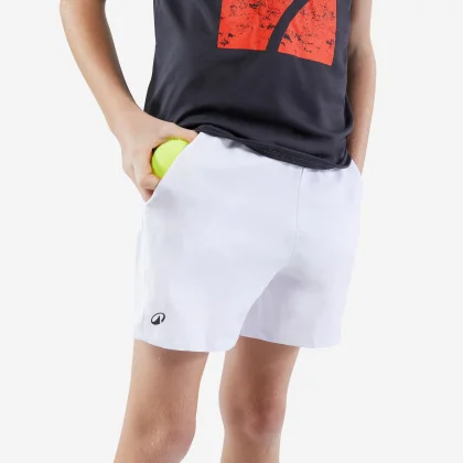 KUIKMA Chlapčenské tenisové šortky TSH100 biele 5-6 r (113-122 cm)