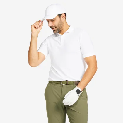 INESIS Pánska golfová polokošeľa s krátkym rukávom WW500 biela 3XL