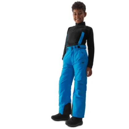 Chlapčenské lyžiarske nohavice 4F JUNIOR TROUSERS FNK-JAW23TFTRM358-35S-TURQUOISE