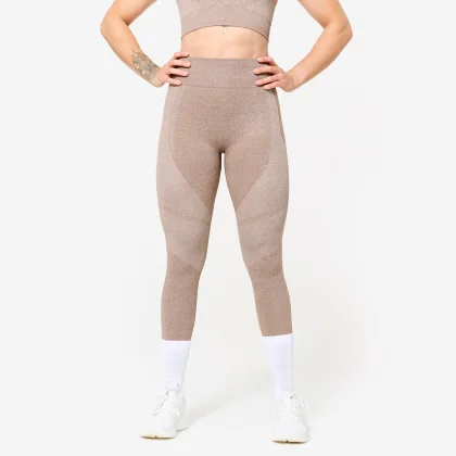 DOMYOS Dámske legíny na fitness 900 s vreckom na telefón hnedé XS