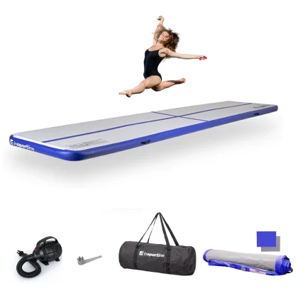 Airtrack inSPORTline Airstunt 500x100x10 cm bielo-modrý s elektrickou pumpou