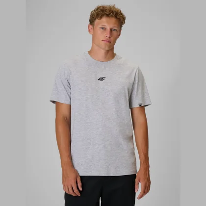 T-shirt regular s potlačou pánske - sivé