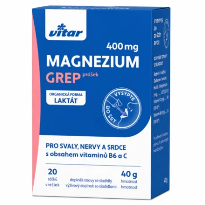 VITAR Magnézium 400 mg + vitamíny B6 a C 20 vrecúšok