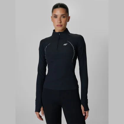 Dámsky tréningový slim rýchloschnúci longsleeve - čierny