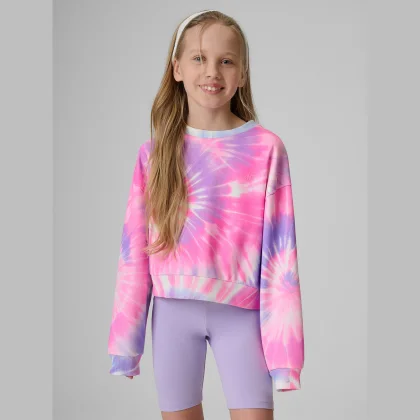 Dievčenská loose tepláková mikina bez kapucne - multicolor