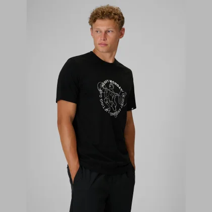 T-shirt regular s potlačou pánske - čierne