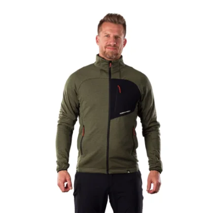 Pánska turistická flisová mikina so zipsom NORTHFINDER EUSTACIO-550blackdarkgreen