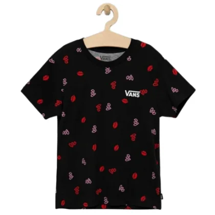 Dievčenské tričko s krátkym rukávom VANS VALENTINES PRINT BOXY-BLACK