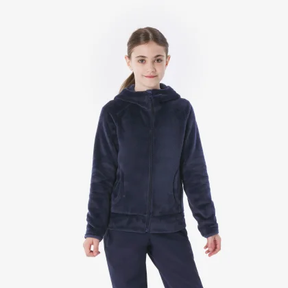 QUECHUA Detská turistická mikina NH500 fleecová 7-15 rokov oceľovomodrá 8-9 r (131-140 cm)