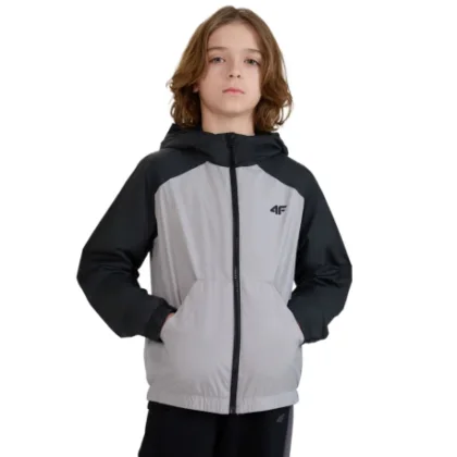 Fiú kapucnis dzseki 4F JUNIOR JACKET-JWSS25TJACM185-25S-GREY