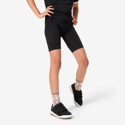 BTWIN Detské cyklistické šortky 100 7-13 rokov čierne 10-11 r (141-150 cm)