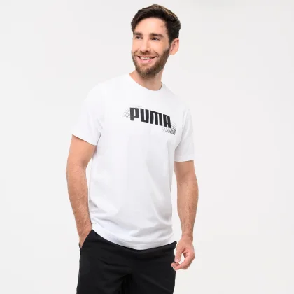 PUMA Pánske bavlnené tričko s krátkym rukávom – biele 2XL