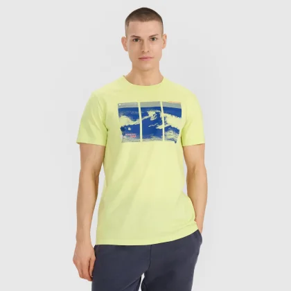 T-shirt regular s potlačou pánsky - zelený
