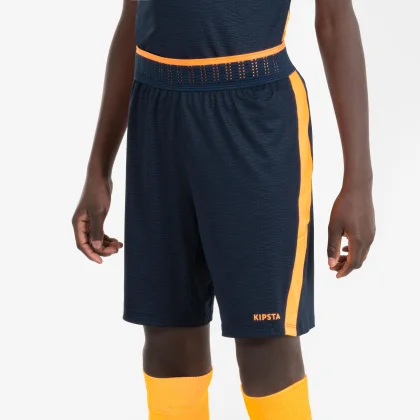 KIPSTA Detské futbalové šortky CLR modro-oranžové 5-6 r (113-122 cm)