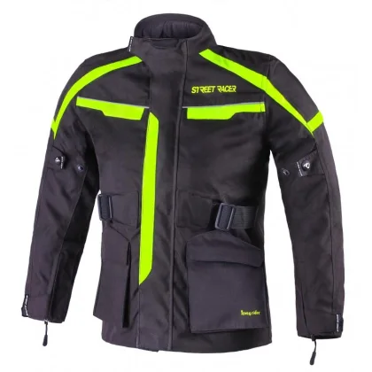 Street Racer Dětská bunda na motorku Drago černo-fluo žlutá