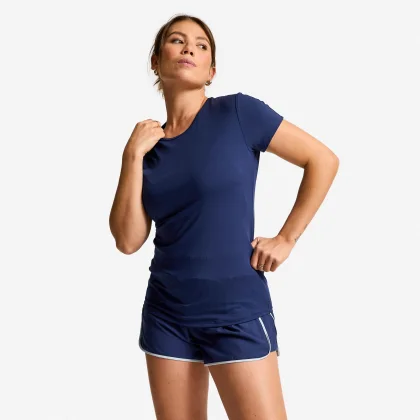 DOMYOS Dámske fitness tričko s krátkymi rukávmi tmavomodré L