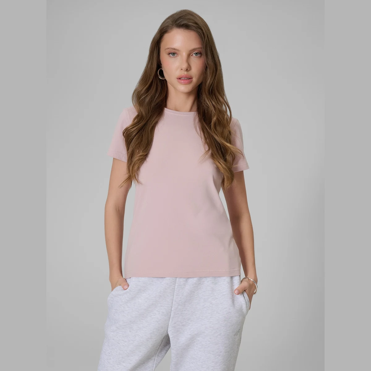 T-shirt slim hladký dámský - růžové · záber 1