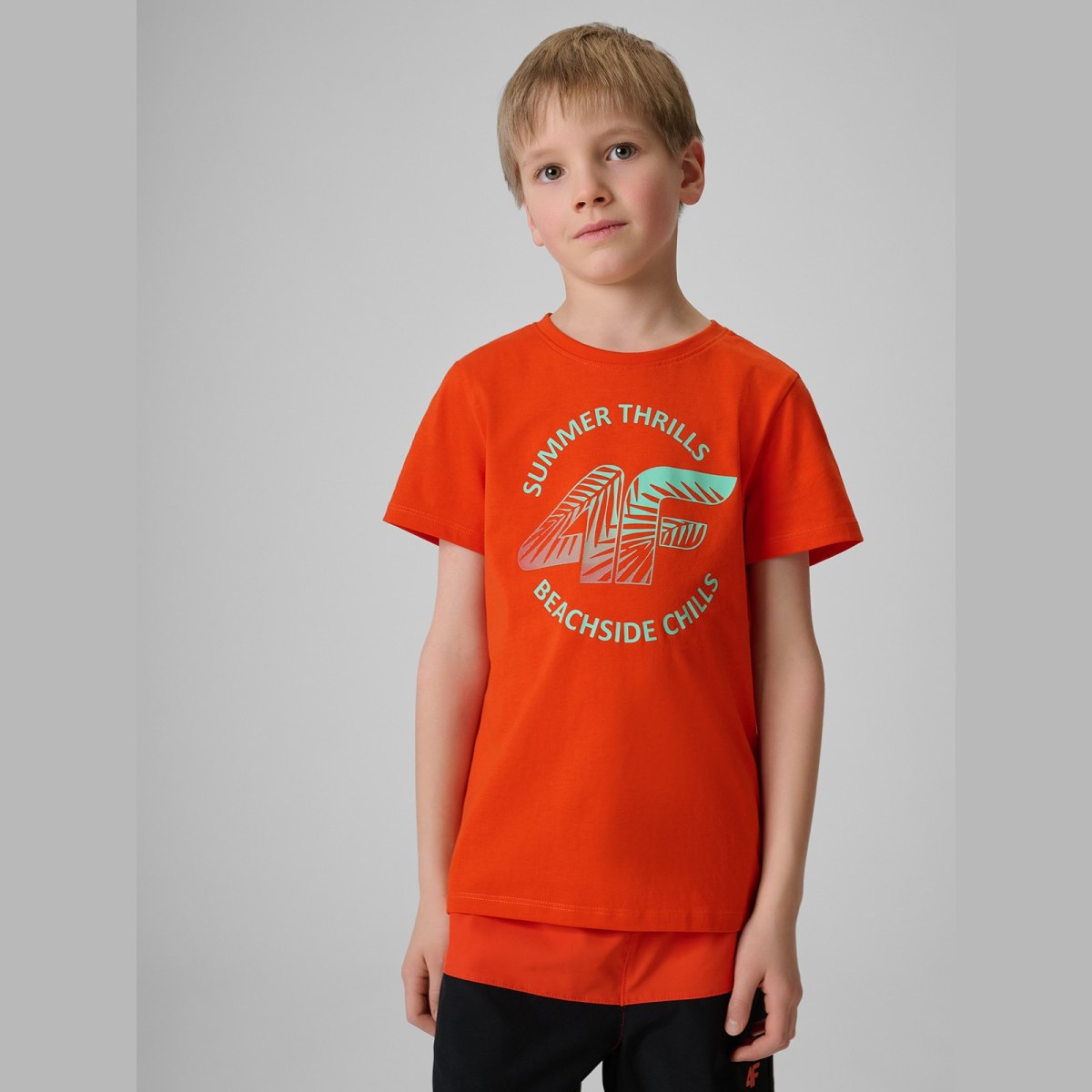 T-shirt loose s potlačou chlapčenský - červený · záber 1