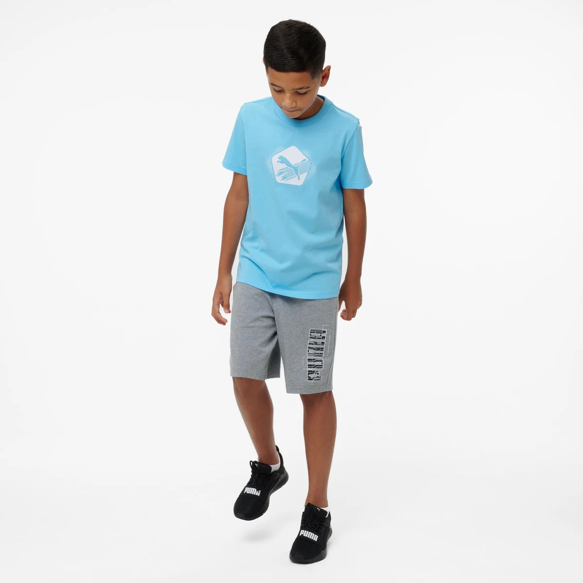 PUMA PUMA detské bavlnené tričko s potlačou svetlomodré 5-6 r (116 cm) · záber 2
