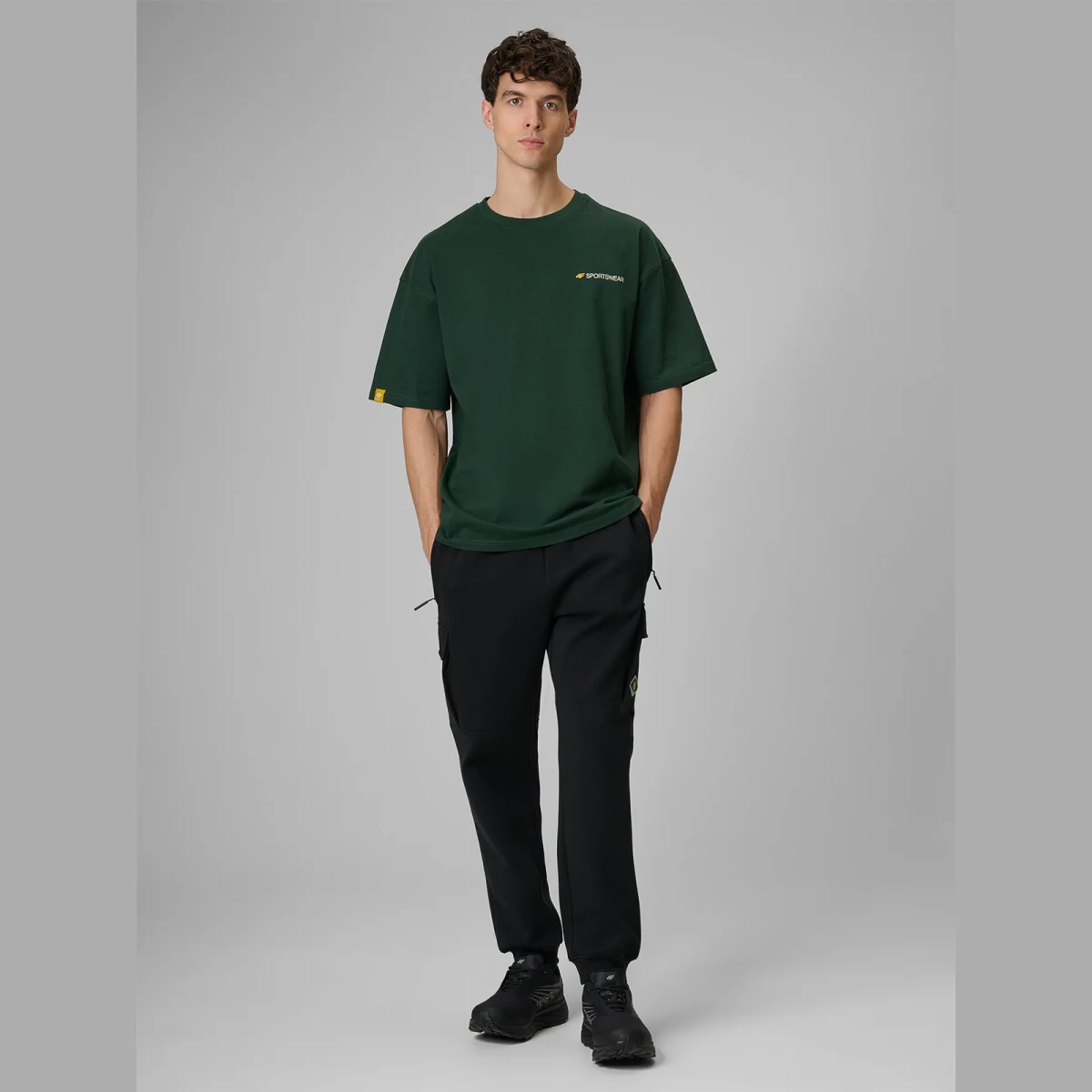 T-shirt loose s potiskem pánský - zelený · záber 2
