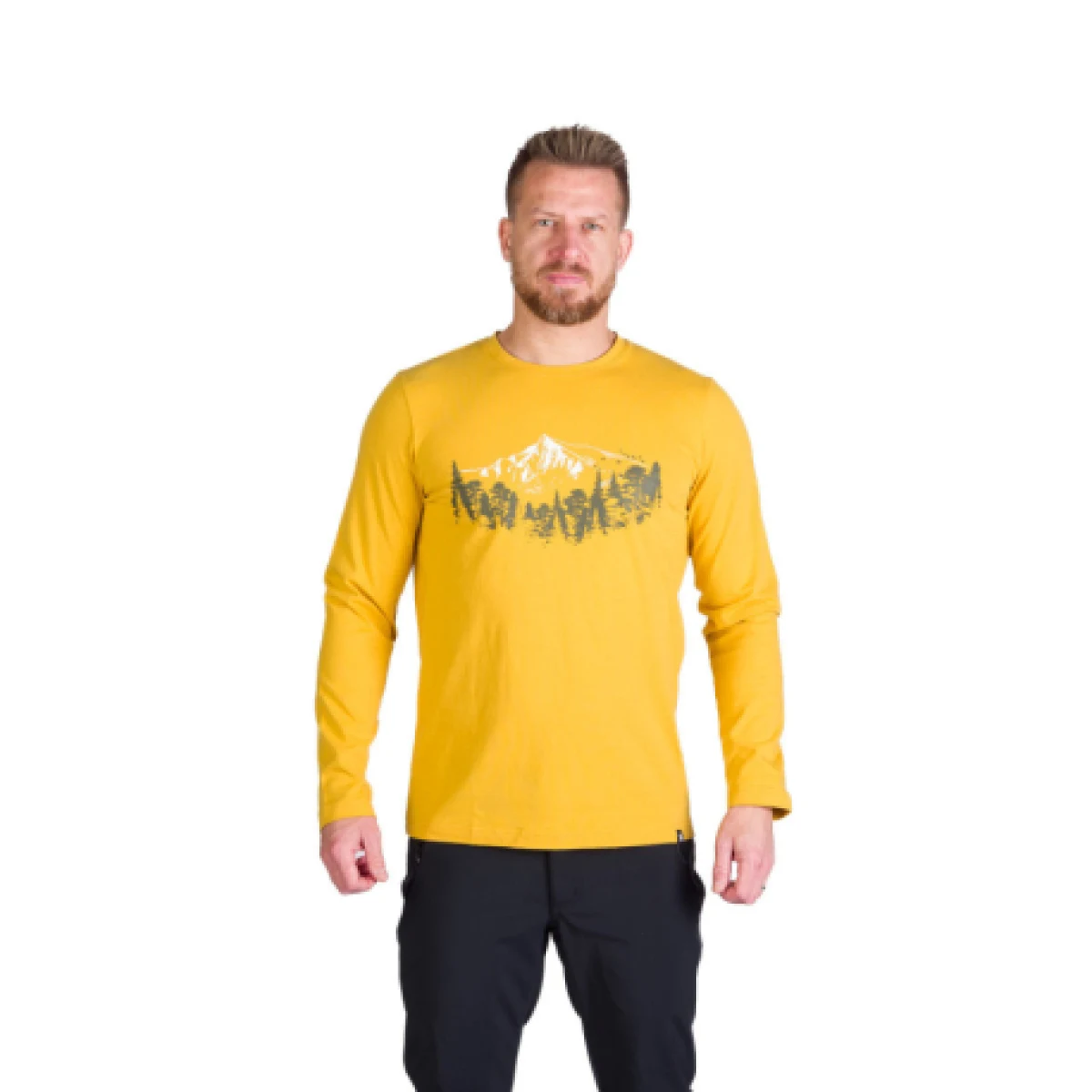 Pánské turistické tričko s dlouhým rukávem NORTHFINDER STEWART-314goldenyellow · záber 1