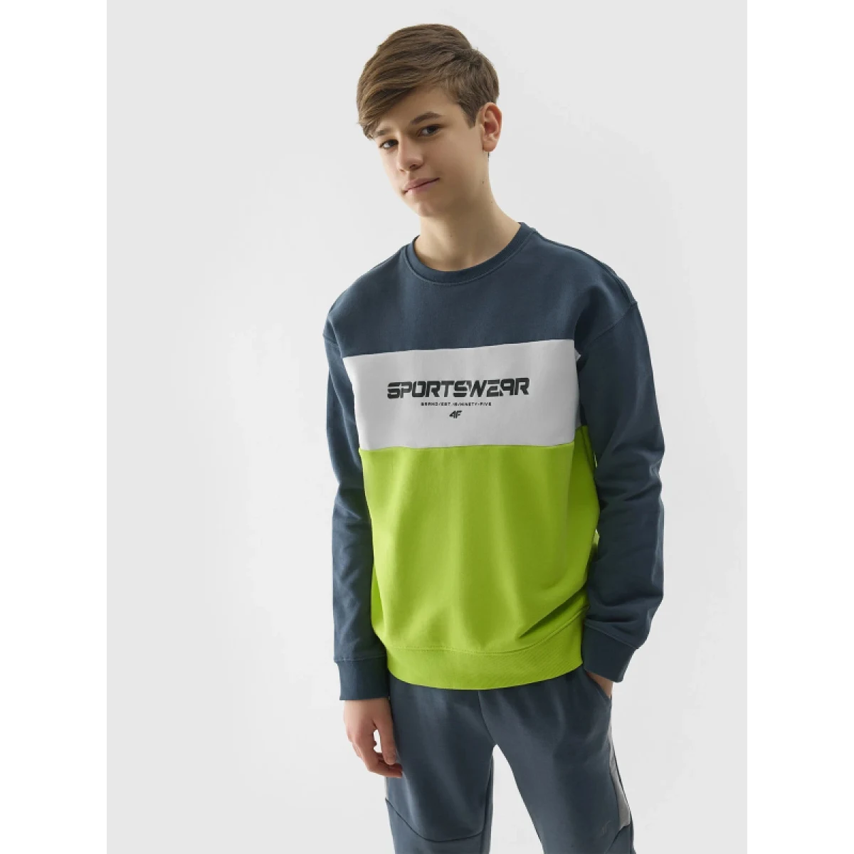 Chlapecká mikina 4F JUNIOR SWEATSHIRT-4FJWSS24TSWSM0923-72N-LEMON NEON · záber 2