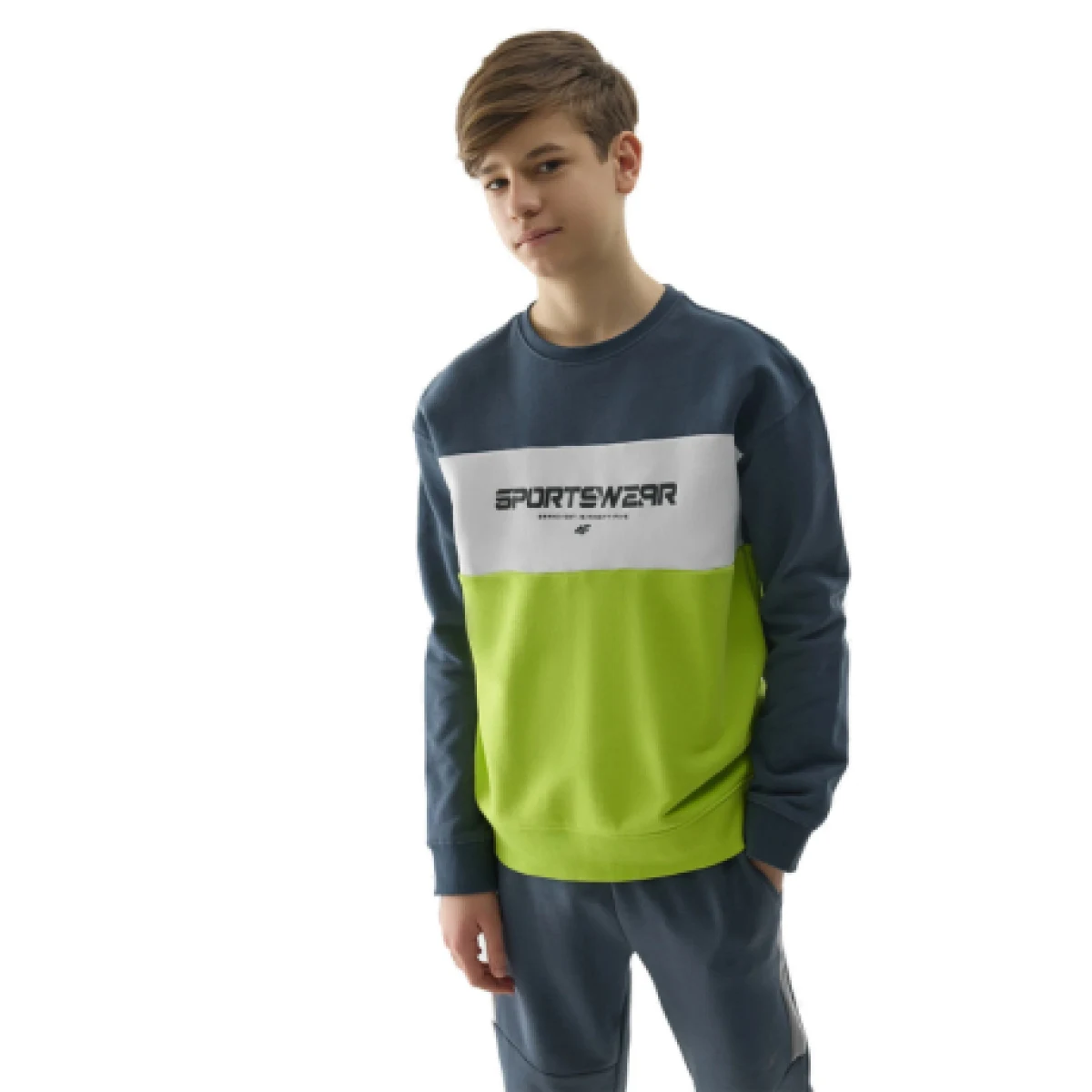 Chlapecká mikina 4F JUNIOR SWEATSHIRT-4FJWSS24TSWSM0923-72N-LEMON NEON · záber 1