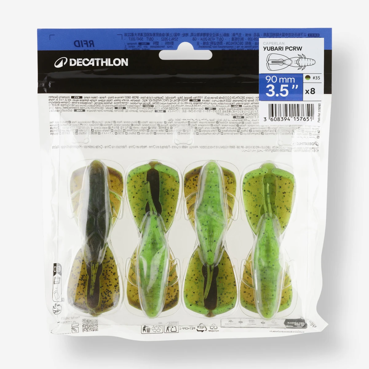 CAPERLAN Mäkká umelá nástraha s atraktantom Yubari PCRW 3,5" Green Brown Punching Craw 9 cm - 3,5" · záber 2