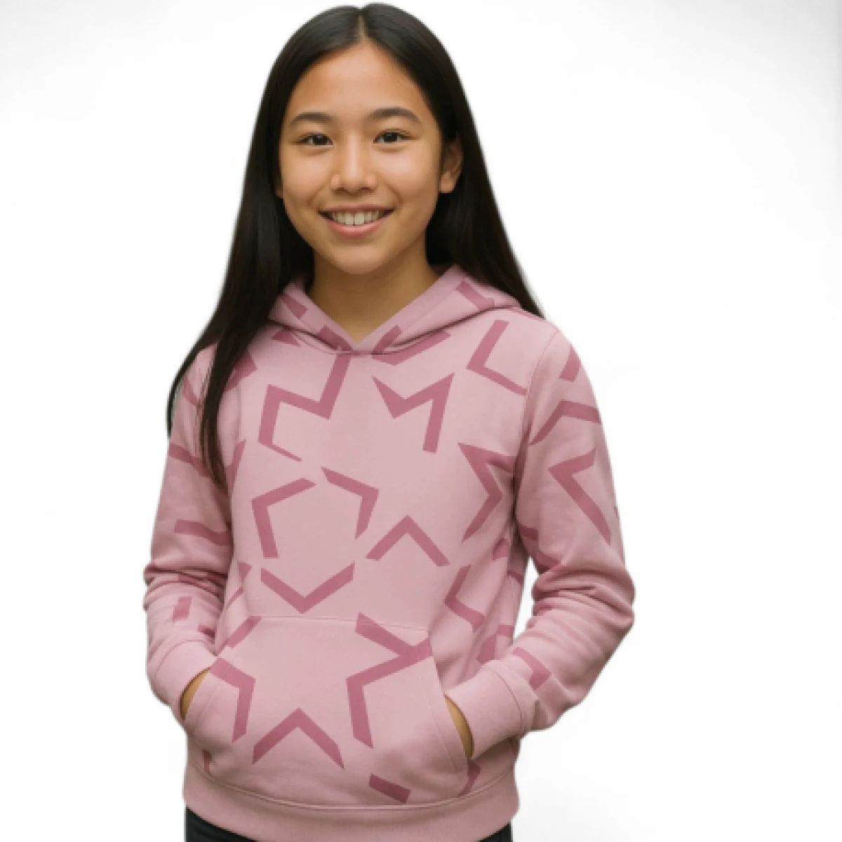 Dievčenská mikina s kapucňou 4F JUNIOR SWEATSHIRT F1937-4FJWAW25TSWSF1937-56A-LIGHT PINK ALLOVER · záber 1