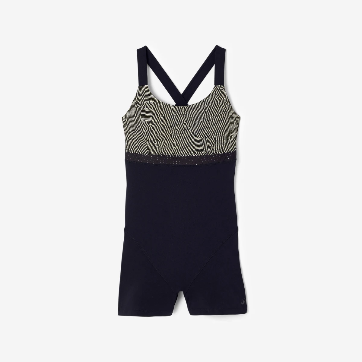DECATHLON Dámske jednodielne šortkové plavky Elea Sono na aquafitness čierno-béžové XL-2XL · záber 2