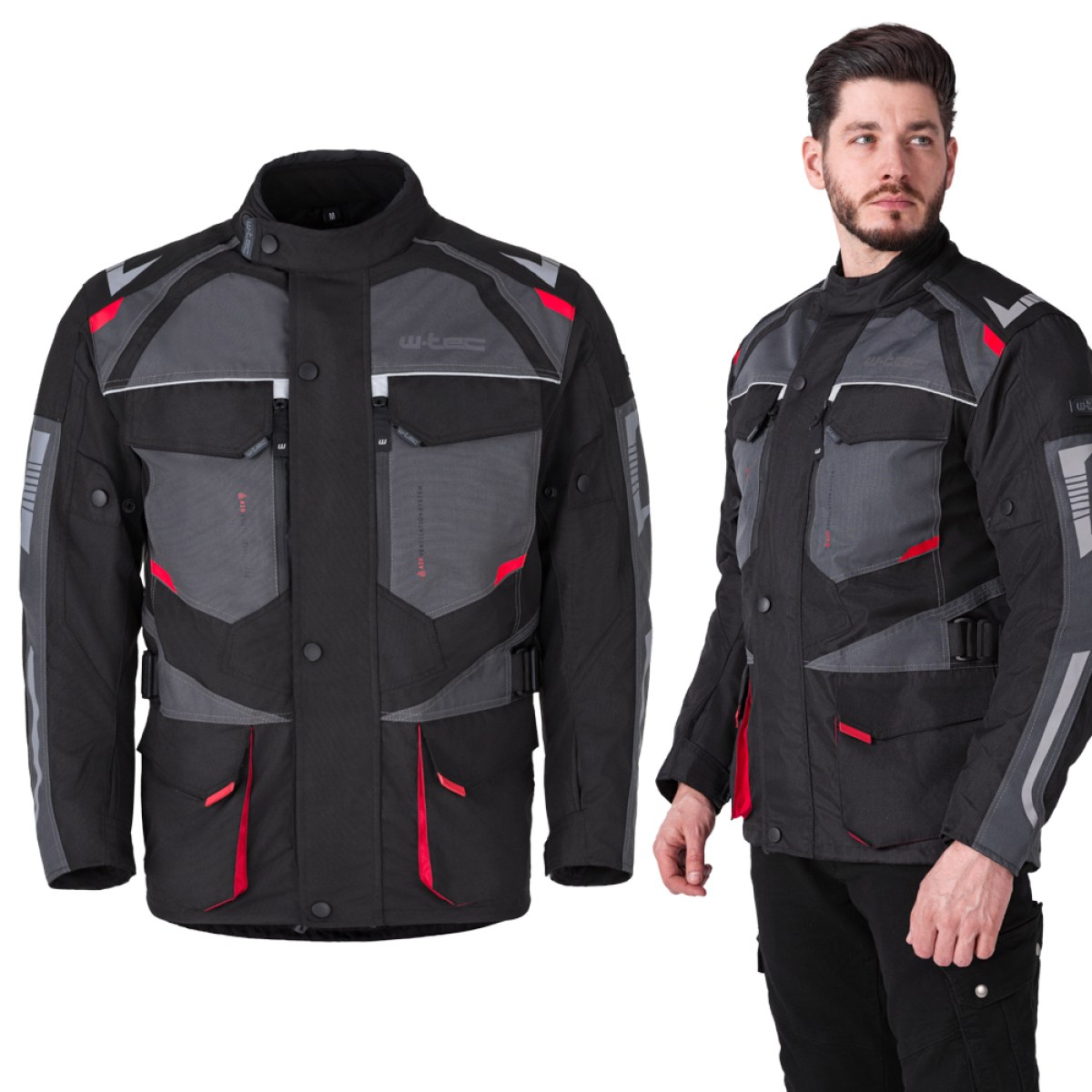 Pánska moto bunda W-TEC Burdys Evo - Veľkosť: S | Farba: Červená · záber 1