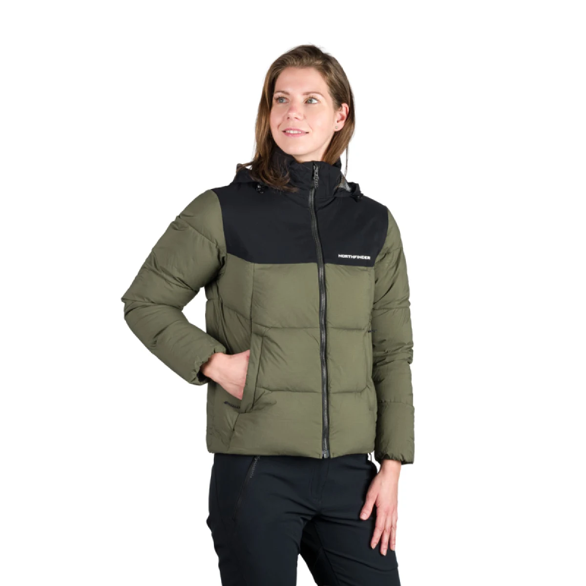 Dámská turistická bunda NORTHFINDER MINDI-550blackdarkgreen · záber 3