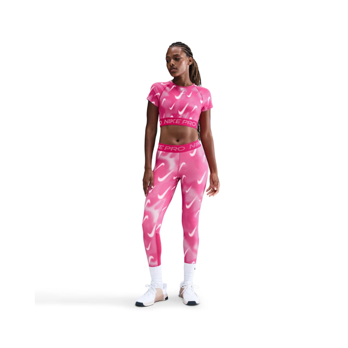 Dámske tréningové tričko s krátkym rukávom NIKE PRO W NP DF SS TOP TT AOP RUSH PINK PINK FOAM WHITE · záber 3