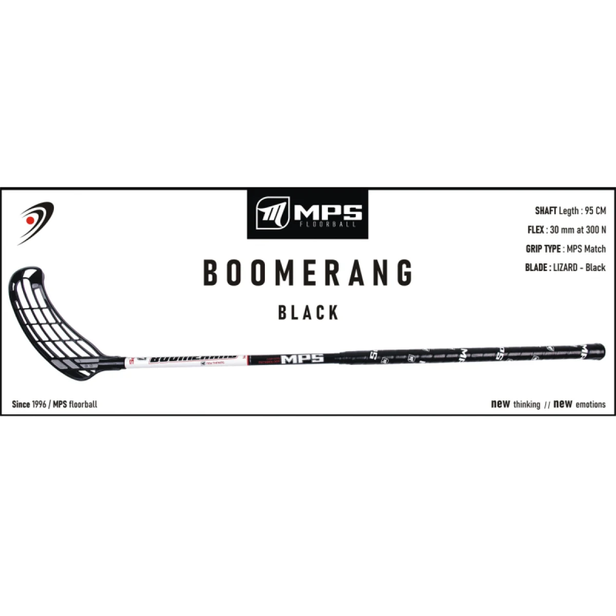 Florbalová hokejka MPS BOOMERANG Black White L · záber 3